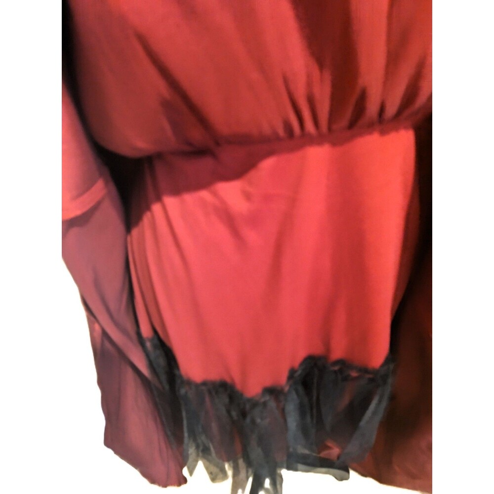Beautiful B Smart Formal Shiny Red Gown w Waterfall Hem High Low Train SZ 7 - Picture 4 of 9